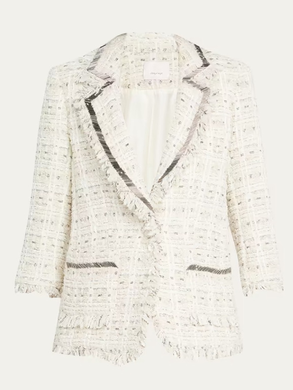 CINQ À SEPT Maddie Metallic Beaded Blazer Ivory 8 $595